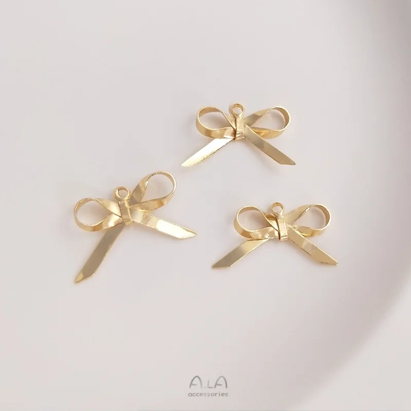 Двойной подвесной бант-Соединитель с защитой цвета 14 к золота серьги ручной