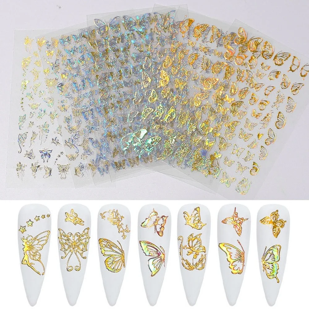 

Butterfly Manicure Bronzing Laser Butterfly Nail Stickers 3D Nail Decals Three-dimensional Nail Stickers