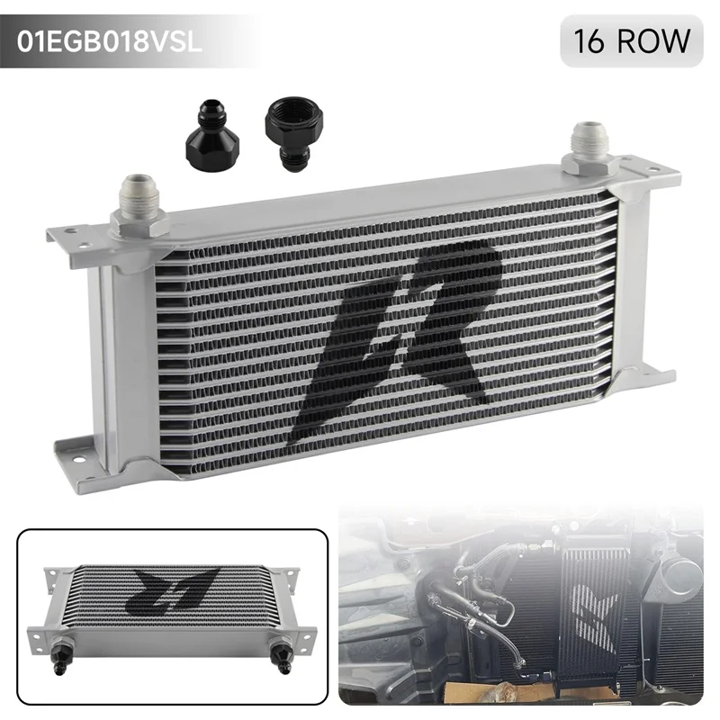 

Новый 16-рядный масляный радиатор AN8 для двигателя трансмиссии с многослойной пластиной, Универсальный алюминиевый радиатор с адаптером 6AN