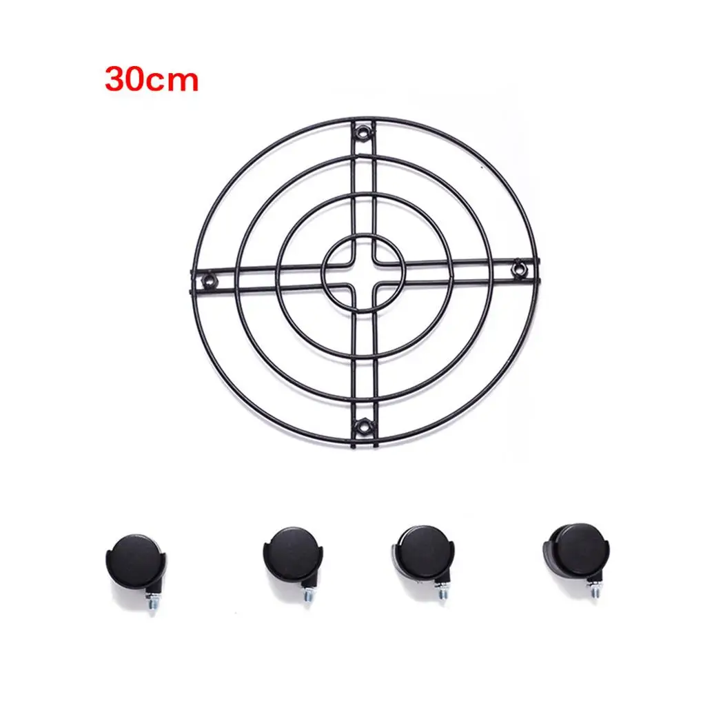 

Moveable Pot Bracket Black Metal Hollow Pot Mover With Four Wheels