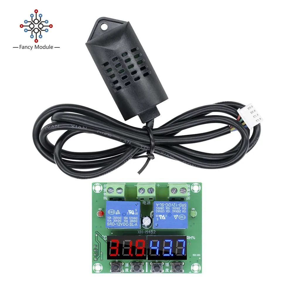 

XH-M452 Thermostat Temperature Humidity Control Thermometer Hygrometer Controller Module DC 12V LED Digital Display Dual Output