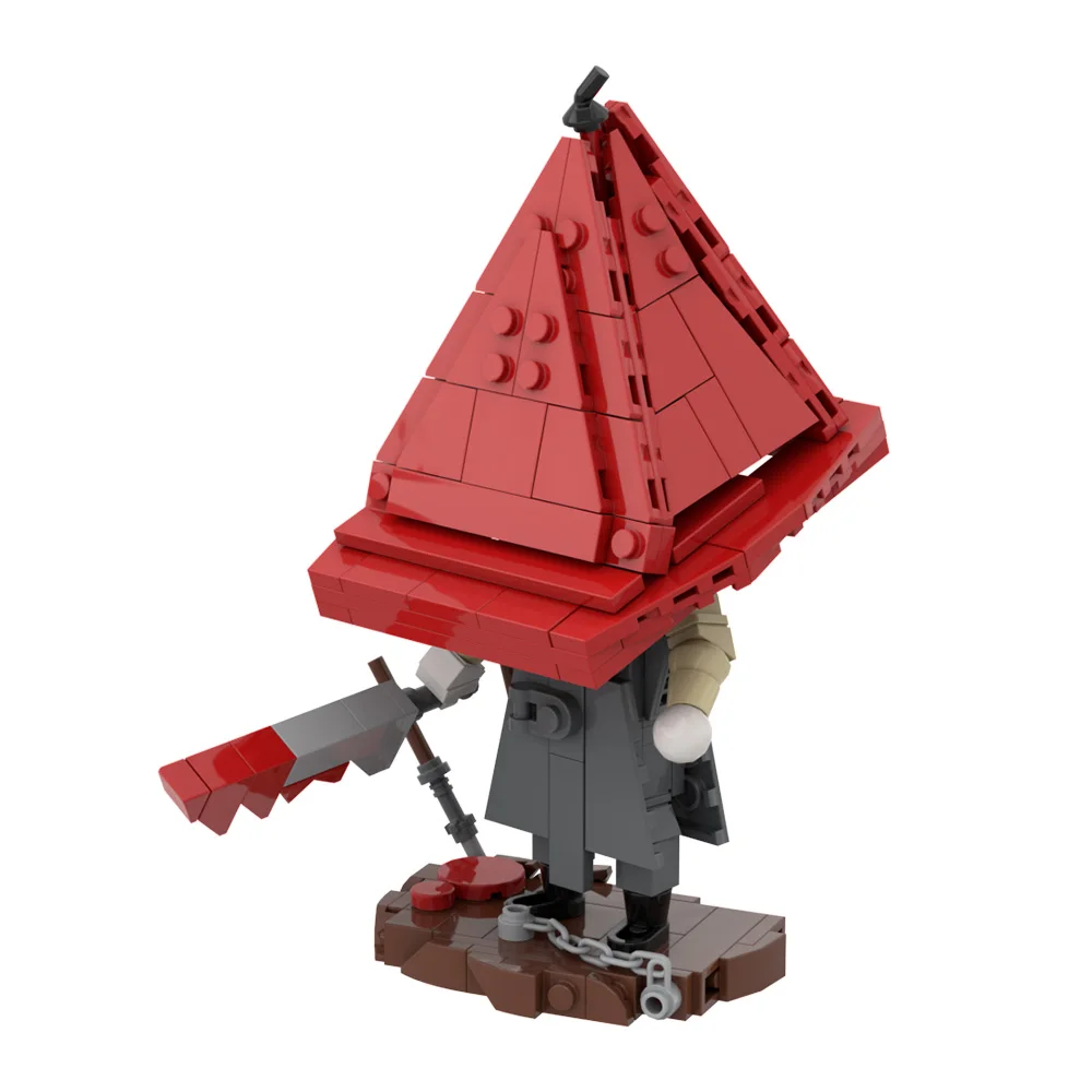Gobricks MOC Silent Hill Пирамида Голова Кирпичи Модель Красная Треугольная Монстр
