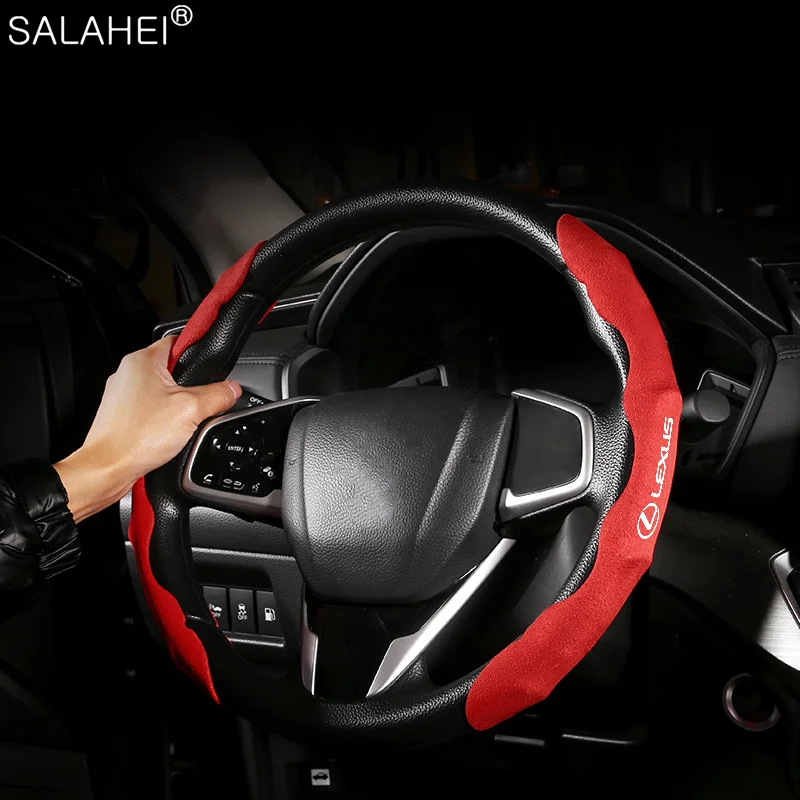 

Car Logo Steering Wheel Case Cover Anti-Slip For Lexus ES GC GS LC LS NX RC RX UX IS LX GX RX350 RX300 IS250 RX330 LX470 CT200h