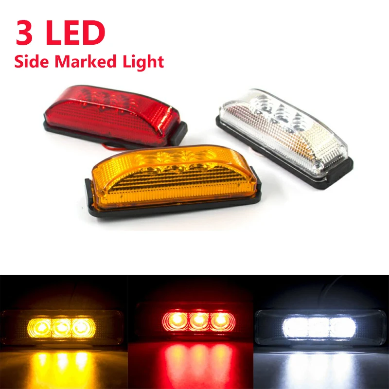 

12V 24V 3 LED Side Marker Clearance Light Warning Signal Indicator Fender Rear Trailer Lamp RV Pickup Truck Lorry Caravan