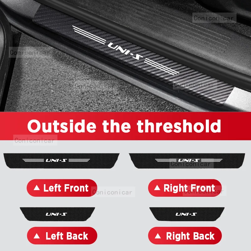 

Автомобильная наклейка на порог из углеродного волокна для CHANGAN UNI-S 2025, педаль порога, защита от царапин, аксессуары для украшения интерьера