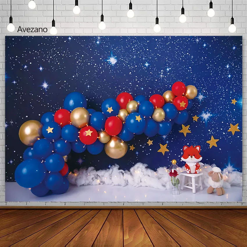 

Starry Sky Twinkle Stars Photography Background Newborn Boy Birthday Portrait Cake Smash Decor Balloon Fox Backdrop Photo Props