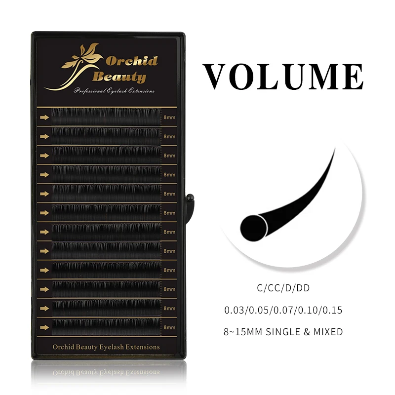 

Orchid Beauty Eyelash Extension 12Rows Korea PBT Individual Supplies Professional Natural Faux Mink Russian Volume Eyelashes