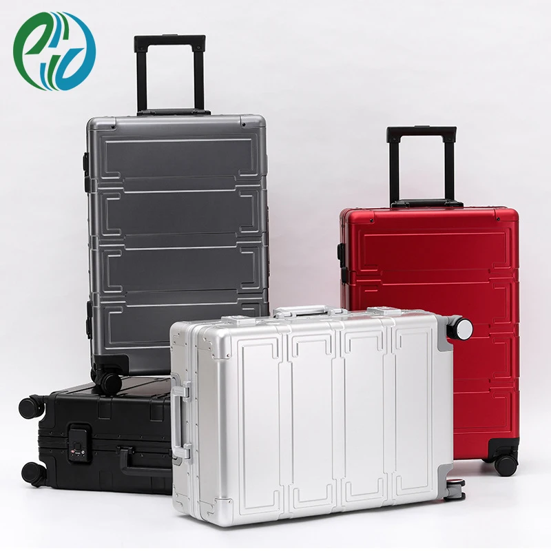 

Чехол PUOU черный из алюминиево-магниевого сплава для делового чемодана, чехол на колесиках для путешествий, роликовый чемодан, с паролем TSA
