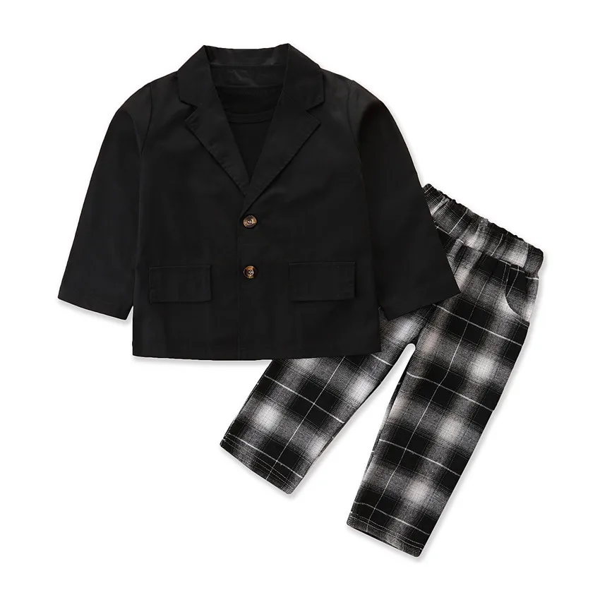 

3pcs Autumn Children Kids Girls Set Thin Coat + Long Sleeve T-shirt + Plaid Long Pants Suits for Girls Fashion Girls Clothing