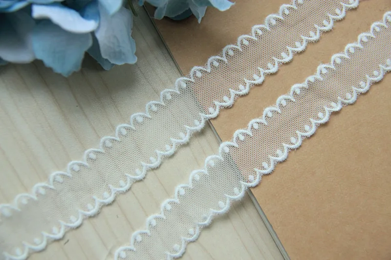 

1 Yard DIY Clothing Lace Accessories Japanese Version Cotton Mesh Silk Embroidery Double Arc Embroidery Lace Width 2.2cm