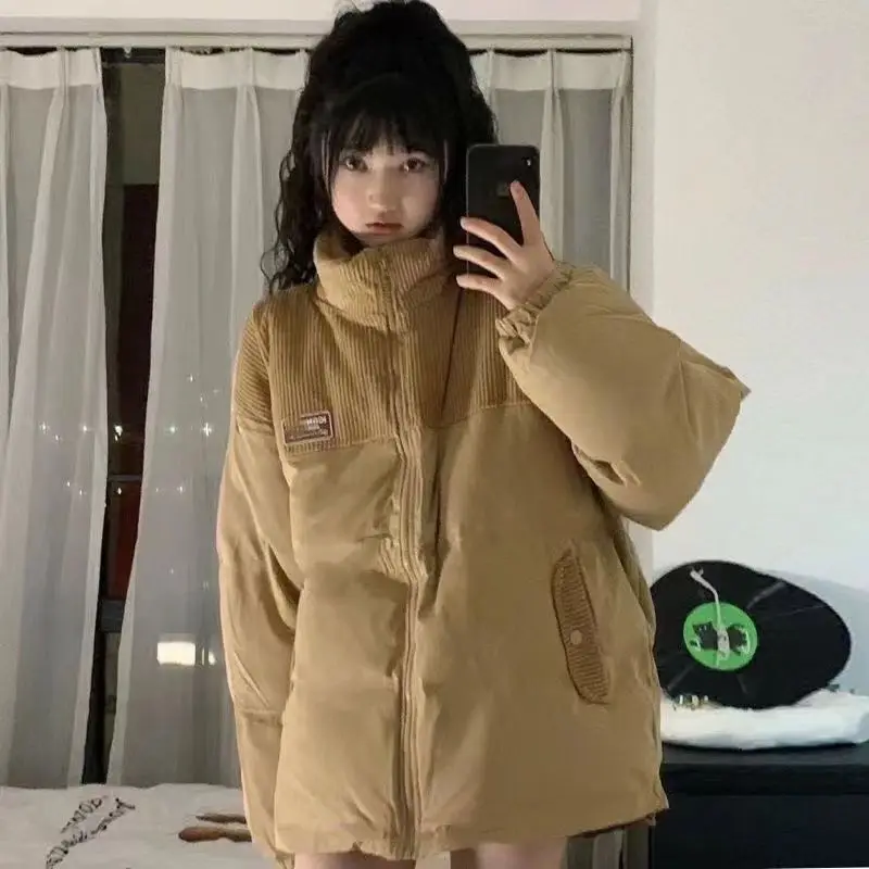 

Corduroy Jacket Padded Coat Winter New Korean Bf Loose Preppy Hooded Techwear Pocket Spring Winter 2022