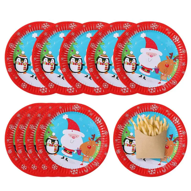 

Christmas Paper Plates 10pcs Santa Claus Pine Cone Paper Cutlery Christmas Party Supplies For Festivals Holidays Birthdays Baby