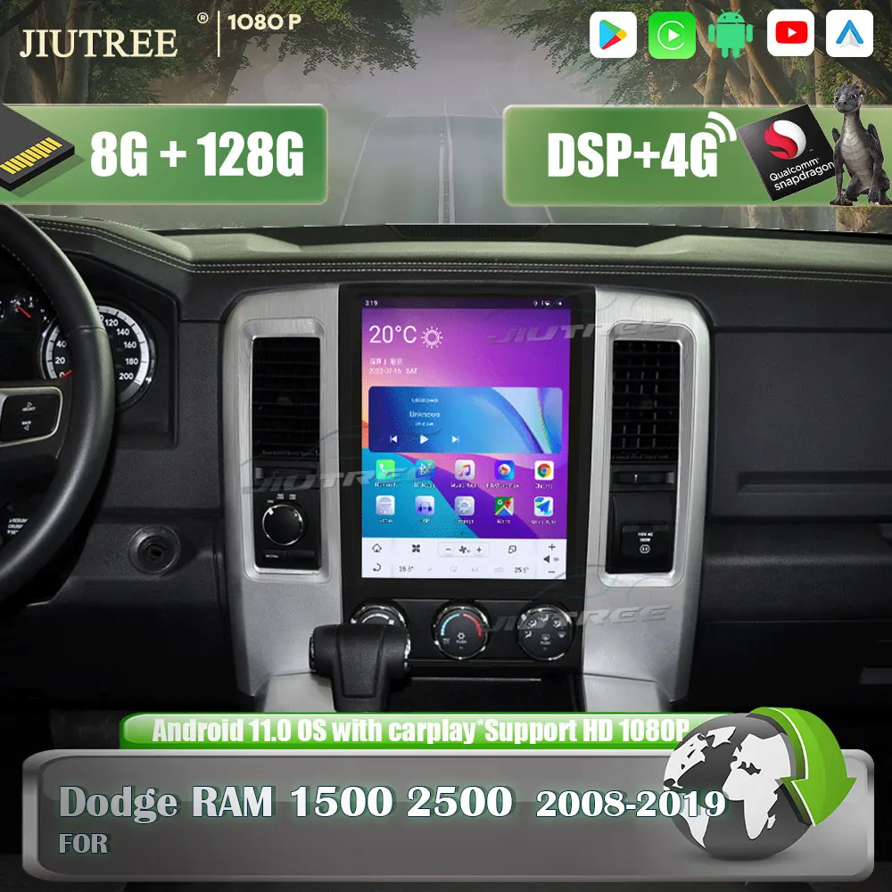 

Автомобильный мультимедийный плеер 128G Android11 для Dodge RAM 1500 2500 2008 2009 2010 2011- 2019, автомобильный радиоприемник, стерео головное устройство