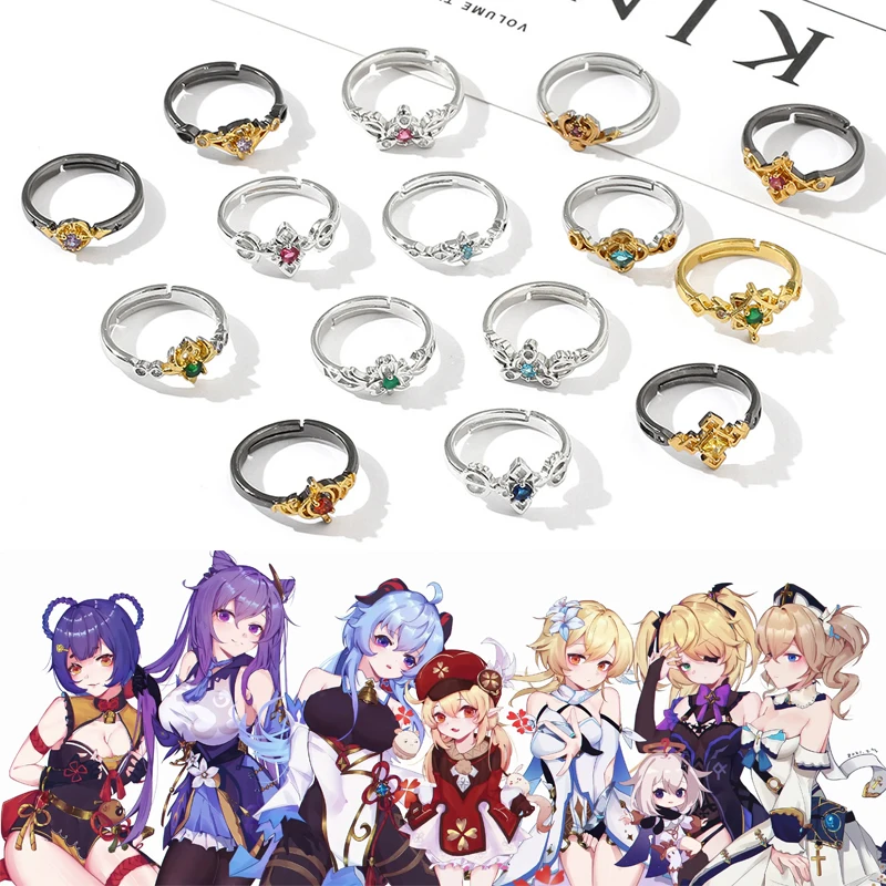 

Game Genshin Impact Ring Cosplay Kaedehara Kazuha Xiao Zhongli Tartaglia Albedo Venti Diluc Ragnvindr Kaeya Alberch Scaramo Ring