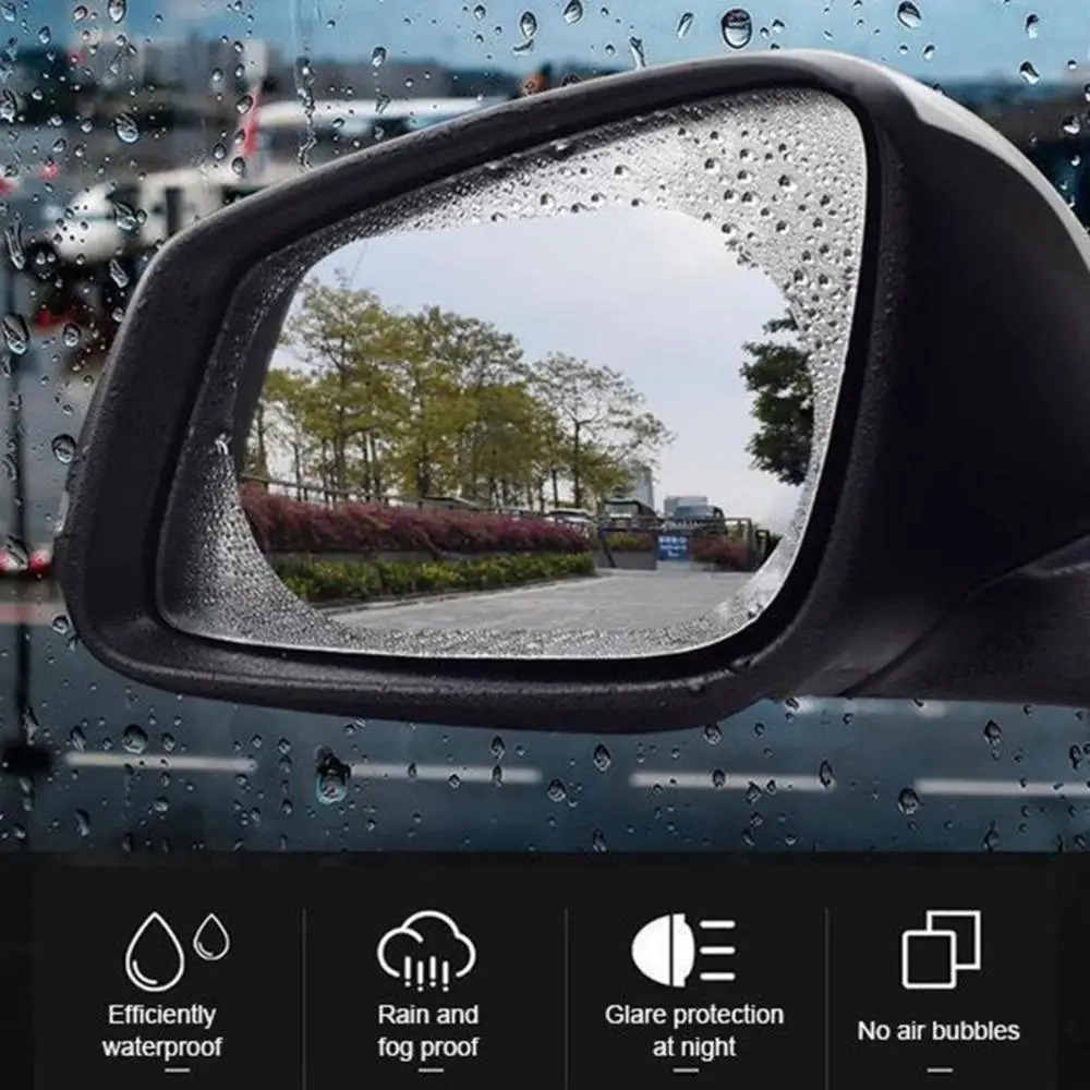 

Car Rear View Mirror Film Waterproof Anti-Fog Film for Side Window Glass can protect your vision in rainy days