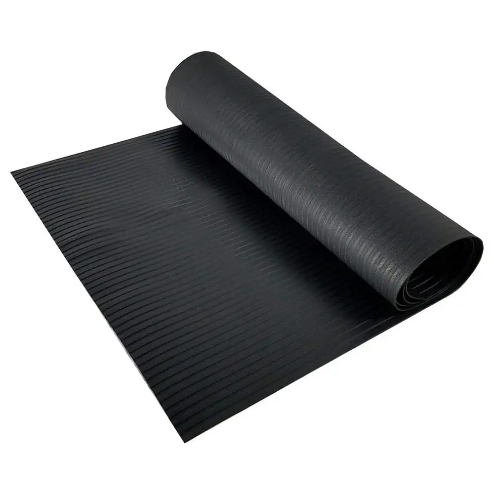 

- Black Plastic Floor Runner/Protector - Embossed Wide Rib Pattern (36 Inches Wide x 12 Feet Long)