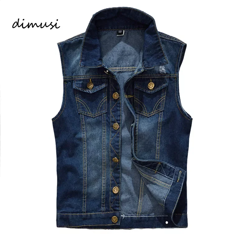

2023NEW Men Denim Vest Vintage Sleeveless washed jeans waistcoat Man Vintage Design Cowboy ripped Jacket Male Waistcoat 5XL,YA66
