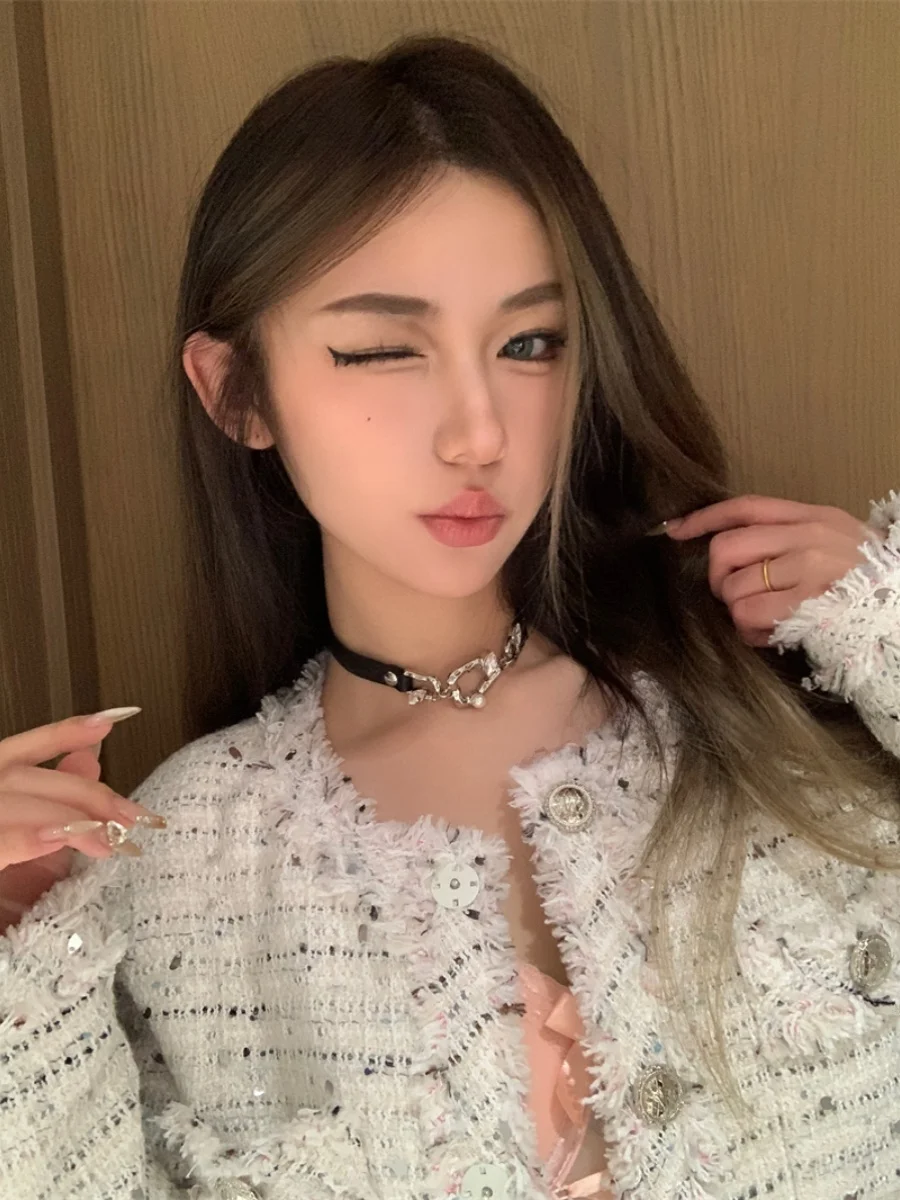 Оригинальное кожаное ожерелье с жемчужным узором Y2g Gyaru новое милое крутое