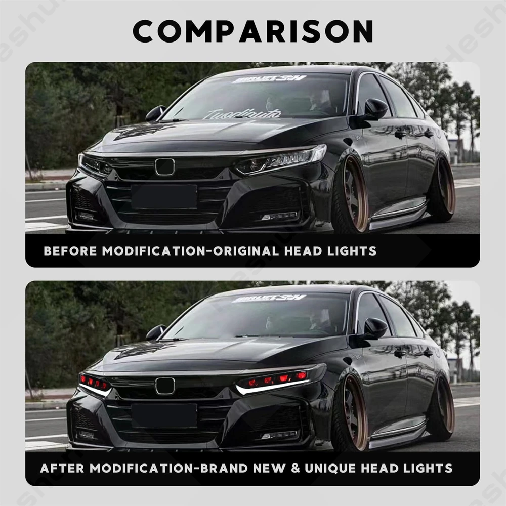 Фото Светодиодные фары для Honda Accord 10-го поколения 2018/2019/2020/2021/2022, передняя фара в сборе, последовательный указатель поворота DRL №2