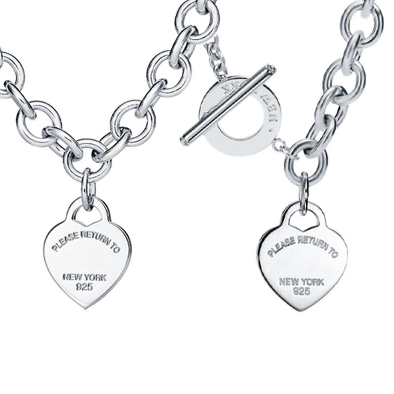 

925 Sterling Silver Women Return To Heart Tag Toggle necklace O Chain High Quality Luxury Brand Silver Jewelry Girlfriend Gift