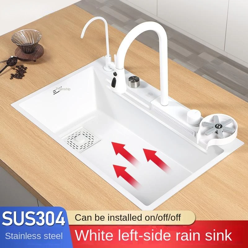 Белый цвет многофункциональные смесители для кухни Водопад с левым сливным