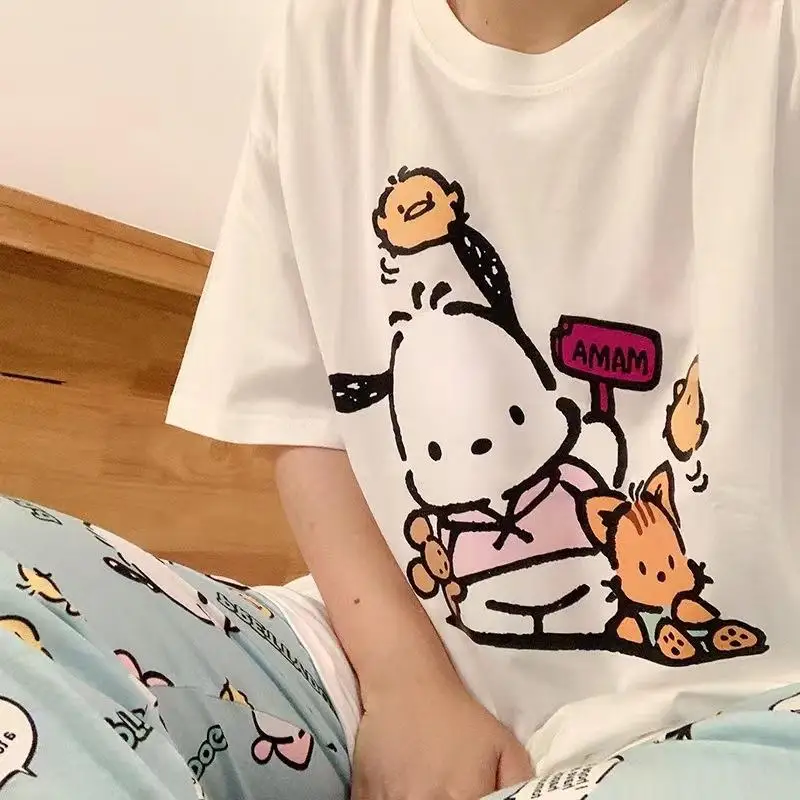 

Sanrios аниме хобби понравико Kawaii мультфильм короткий рукав брюки Пижама Костюм свободная Пижама женская домашняя одежда