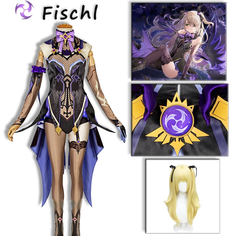 

Genshin Impact Fischlc Cosplay Costumes Anime Game Halloween Party Deguisements Sexy Costume Uniform Wig Character Roleplaying
