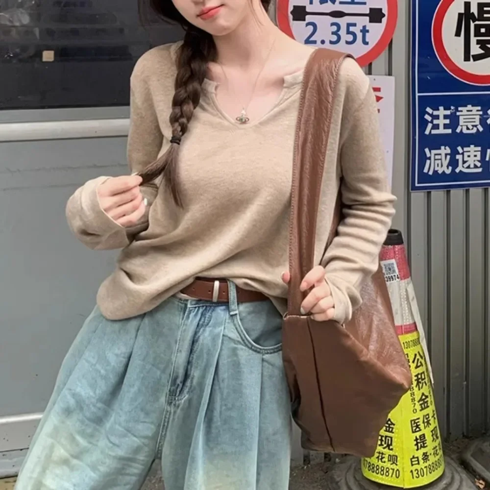 Пуловеры для женщин нежные с v-образным вырезом приятные кожи мягкие тонкие