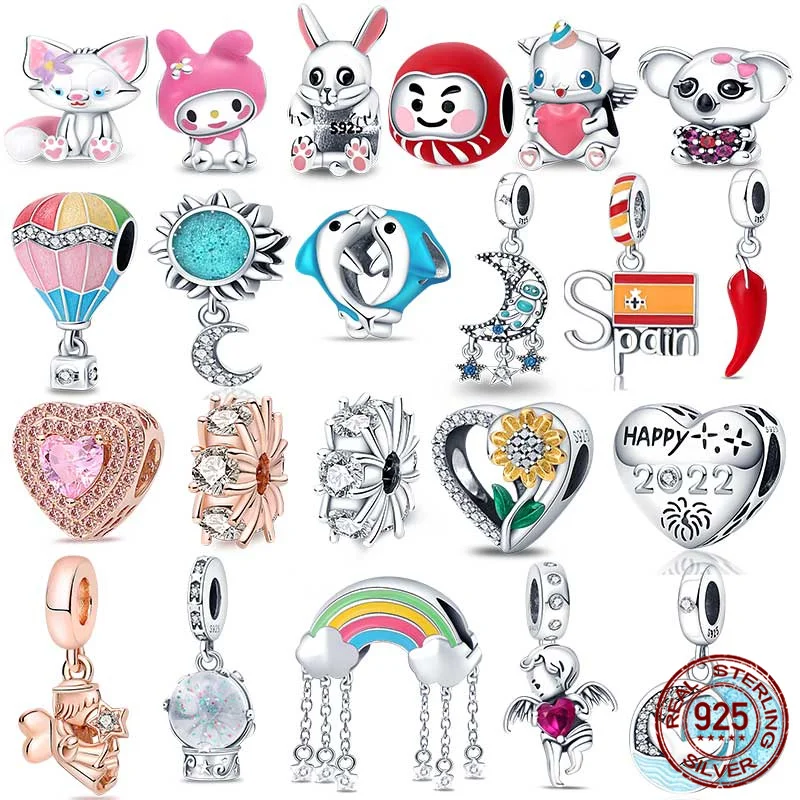 

2022 New 100% Real 925 Sterling Silver Colorful balloons Charm Bead Fit Original Pandora Bracelets DIY Jewelry For Women Gift
