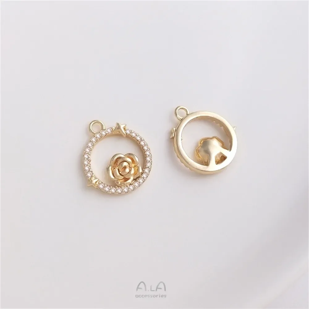 14 К позолоченное квадратное круглое сердце с цирконием геометрическая коробка