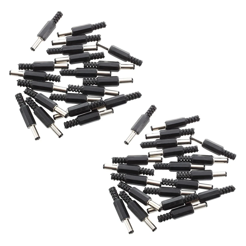 

40 Pcs Black 2.5Mm X 5.5Mm DC Power Male Plug Jack Adapter