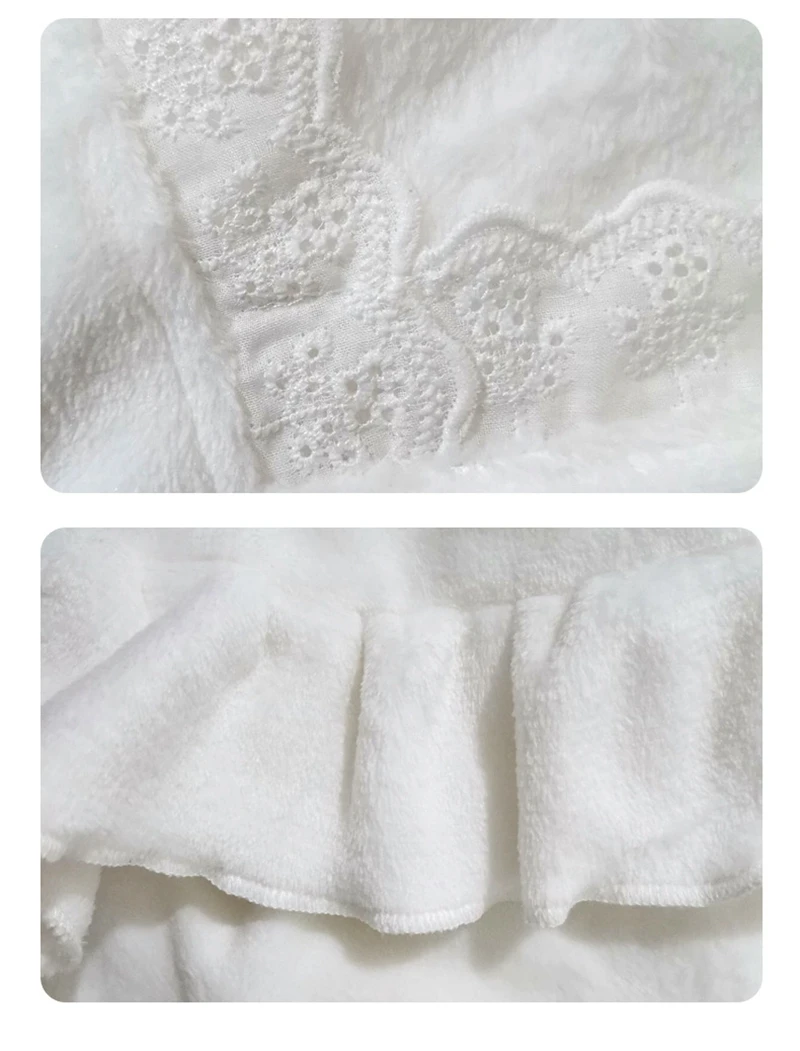 Lolita Flannel Nightgowns Winter Warm Pajamas Korea Long Gowns Coral Fleece Women Kawaii Long-sleeve Sleepwear Velvet Loungewear