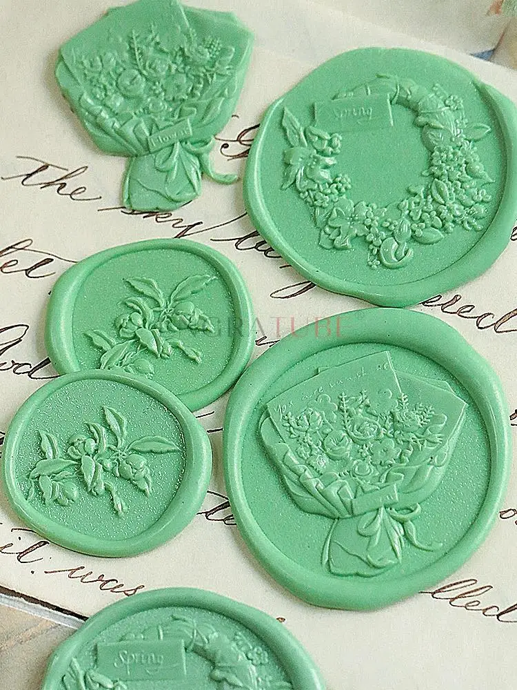 3D тисненый восковой штамп рельефный матовый букет исповедь венок подарочная