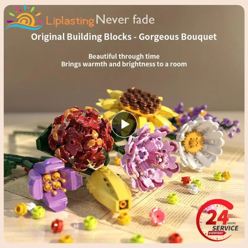 

Конструктор букет 3D модель игрушка Орхидея тюльпан бонсай креативные строительные блоки обучающая игрушка Подарочный набор для девочек