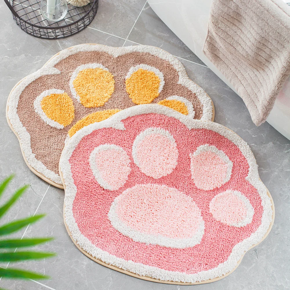 

Dull House Cartoon Cat Claw Flocked Carpet Floor Rug Mat Household Bathroom Door Anti-skid Water Absorbent Foot Mat Bedside Rugs