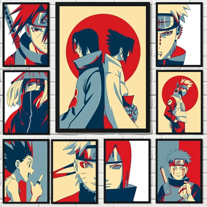 

Elite Ninja Prints Painting Naruto Wall Artwork Modular Anime Canvas Sasuke Poster Picture Modern Home Decor Bedside Background