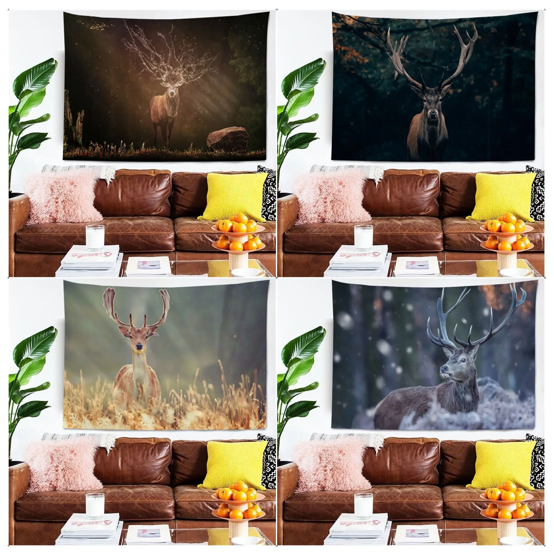 

Forest Deer Colorful Tapestry Wall Hanging Art Science Fiction Room Home Decor Kawaii Room Decor