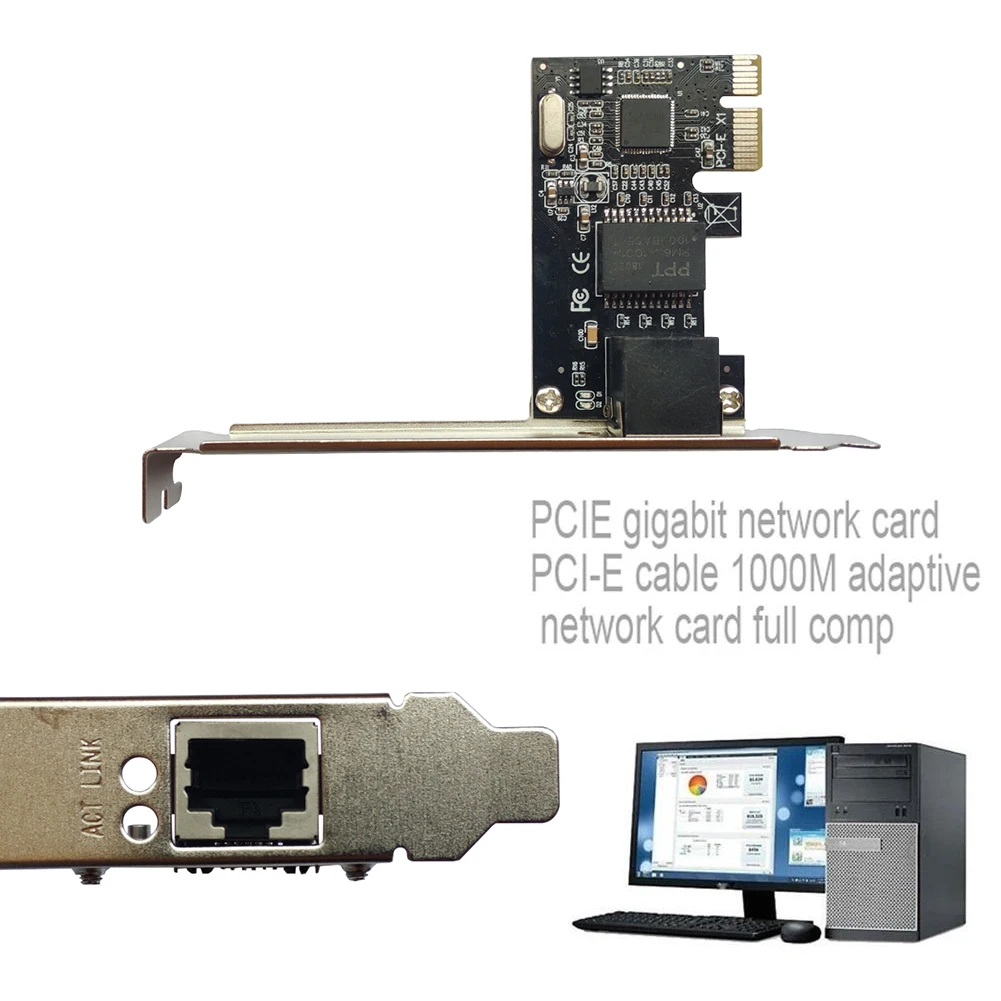 PCIE PCI-E 1000 Мбит/с сетевая карта Gaga Адаптивная Полная совместимость с настольным