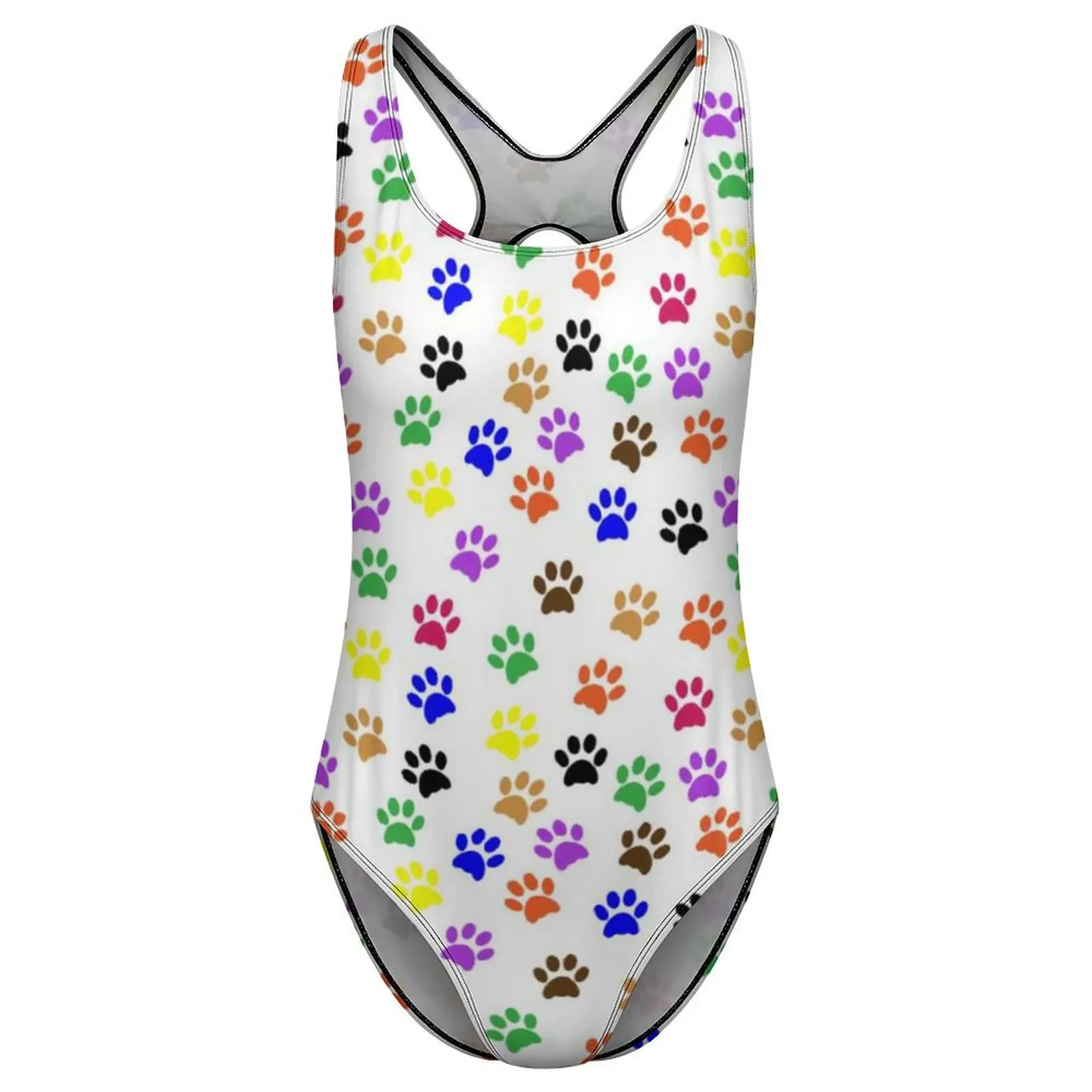 Dog Pow Art Купальник Красочные отпечатки лапши Цельный купальник Модные купальные