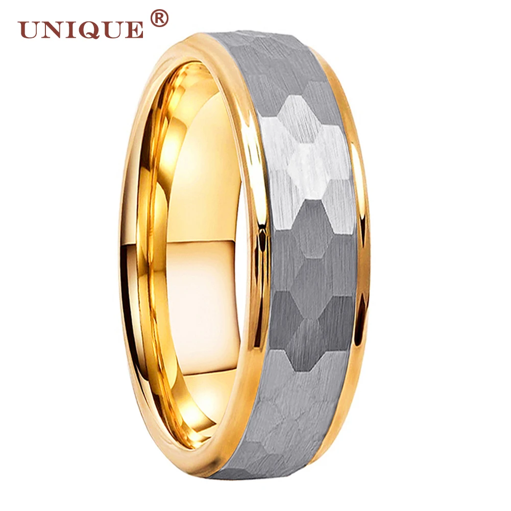 

Unique Jewel 6mm 8mm Couples Fashion Tungsten Men Ring Hammered Brushed Finish Dropshipping Wholesale Engagement Jewlery Rings