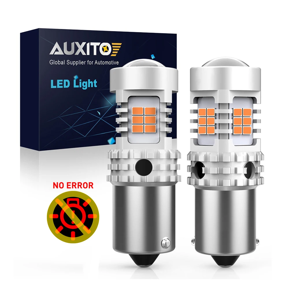 AUXITO 2 шт. 1156 BA15S BAU15S Светодиодный лампа Canbus без гипервспышки Янтарный P21W PY21W T20 светодиодный W21W WY21W S25 светодиодный светильник с поворотным сигналом