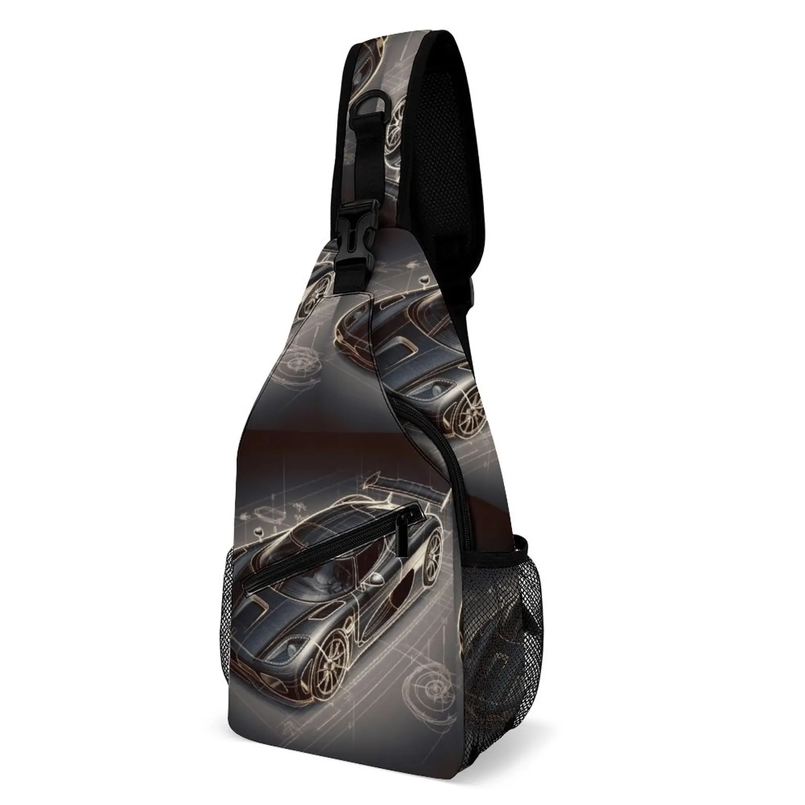 

Ultimate Sports Car Chest Bags Men Pencil Drawing Bicycle Shoulder Bag Cute Graphic Small Bag High School Running Sling Bags