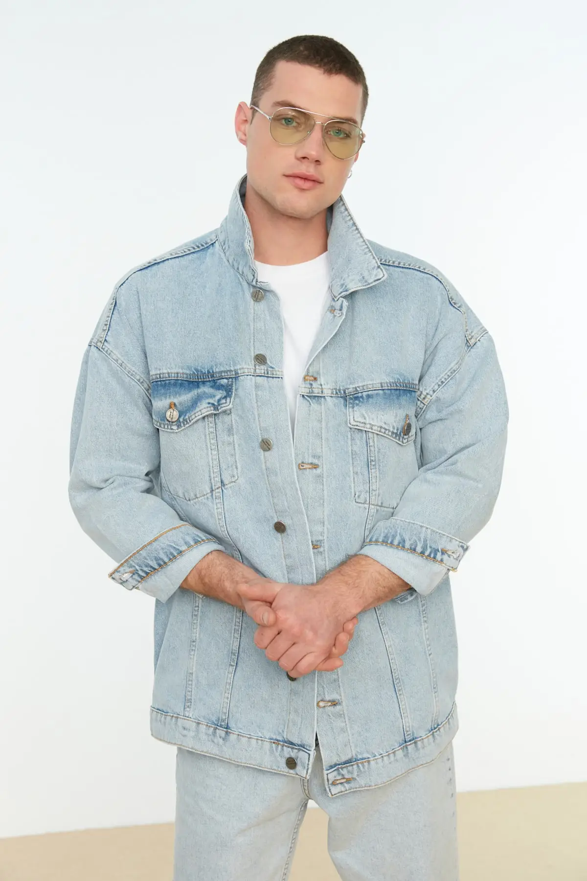 

Blue Men's Oversize Denim Jacket TMNSS22CE0160