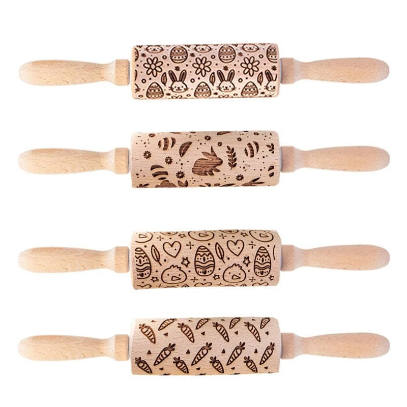 

Engraved Solid Embossed Cookie Rolling Pin Pastry Dough Flour Roller