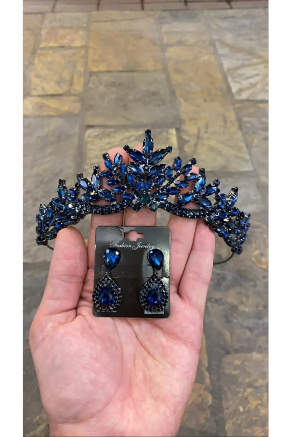 

Bridal Accessories Bridal Crown Bridal Earring Navy Blue Wedding Handmade For Bride And Bridesmaids