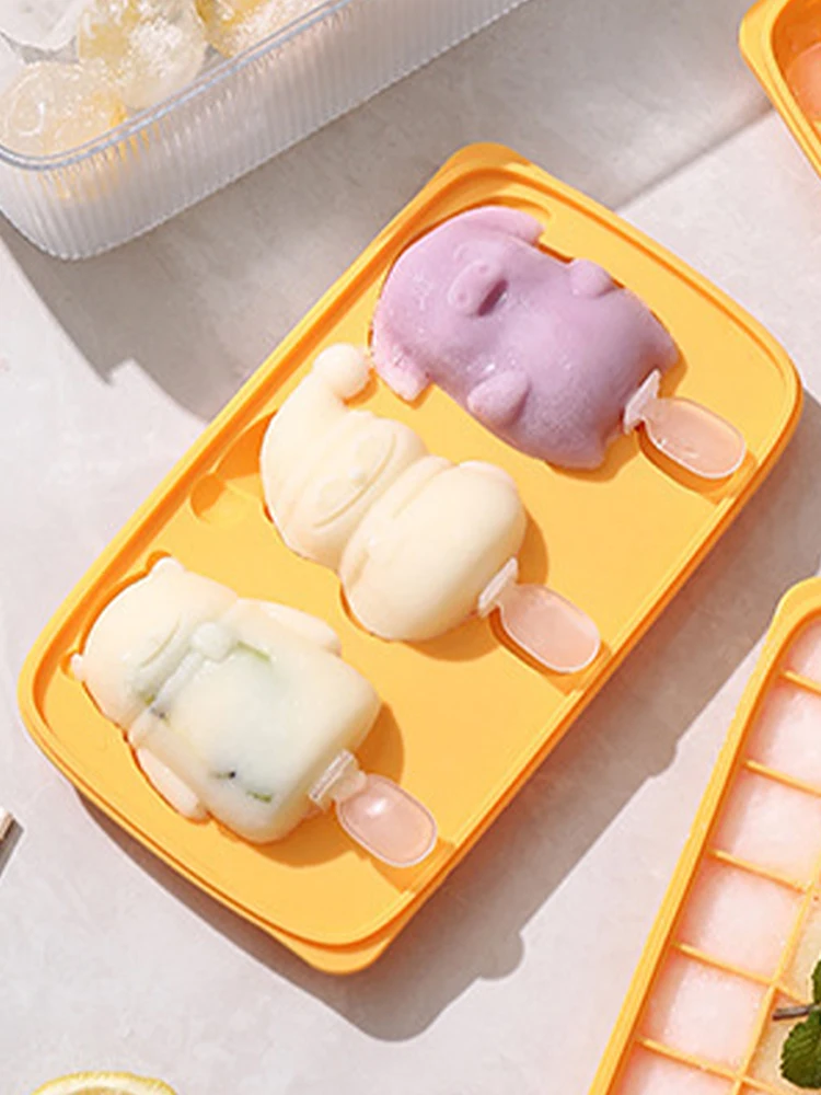 

Мягкая силиконовая форма «Снежный человек», «сделай сам», форма для мороженого, гибкий мультяшный узор с палочкой, Свинья медведь, твердый п...