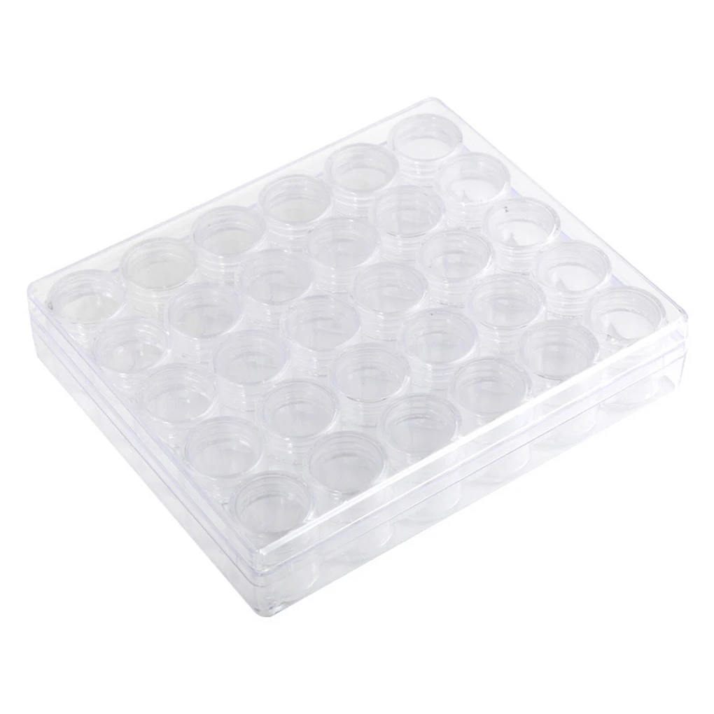 

30 Grids Nail Art Storage Case Beads Gems Accessories Rainbow/Clear Plastic Empty Container for Rhinestones Studs Organizer Box