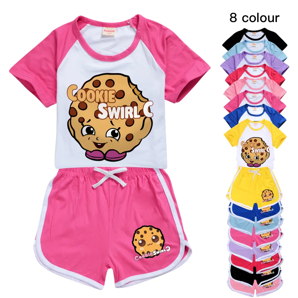 

Cookie Swirl C 100-170 Dropship Trend Cartoon T-shirt+Shorts Casual Sports Suit Clothes for Toddler Girls Teenage Boys Tracksuit