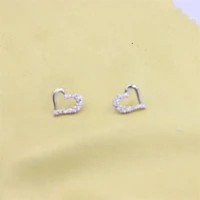 zfsilver love 925 sterling silver fashion diamond set hollow heart stud earrings for women charm jewelry accessories party gift