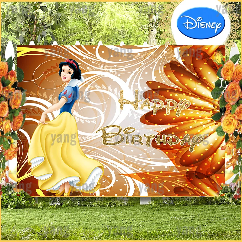 Disney Custom Snow White Decorative Pattern Backdrop Girls Princess Happy Birthday Party Cartoon Decoration Backgrounds Banner